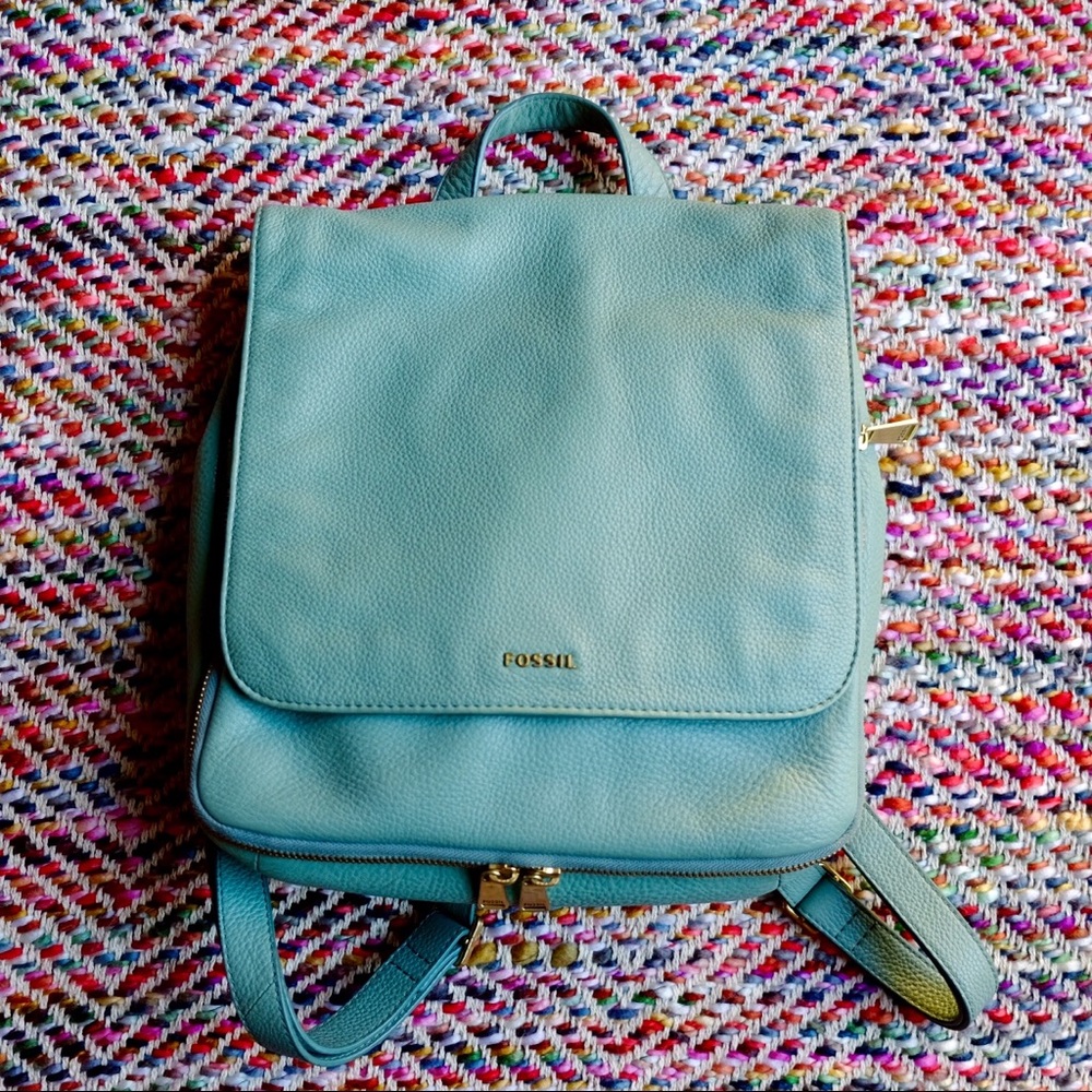 Fossil Preston Leather Backpack in Mint